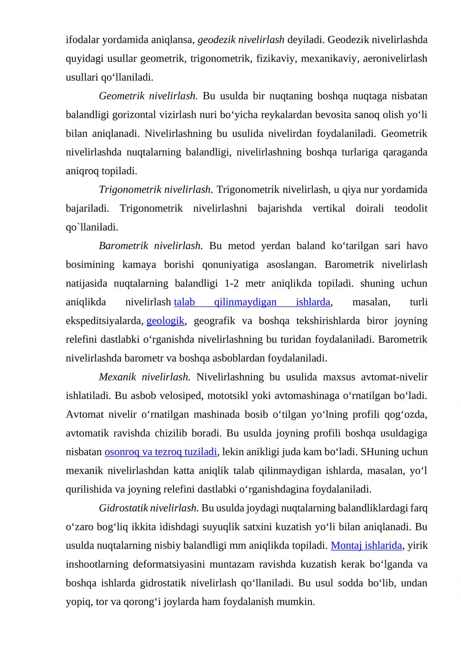 Nivelirlash va ularning turlari 3