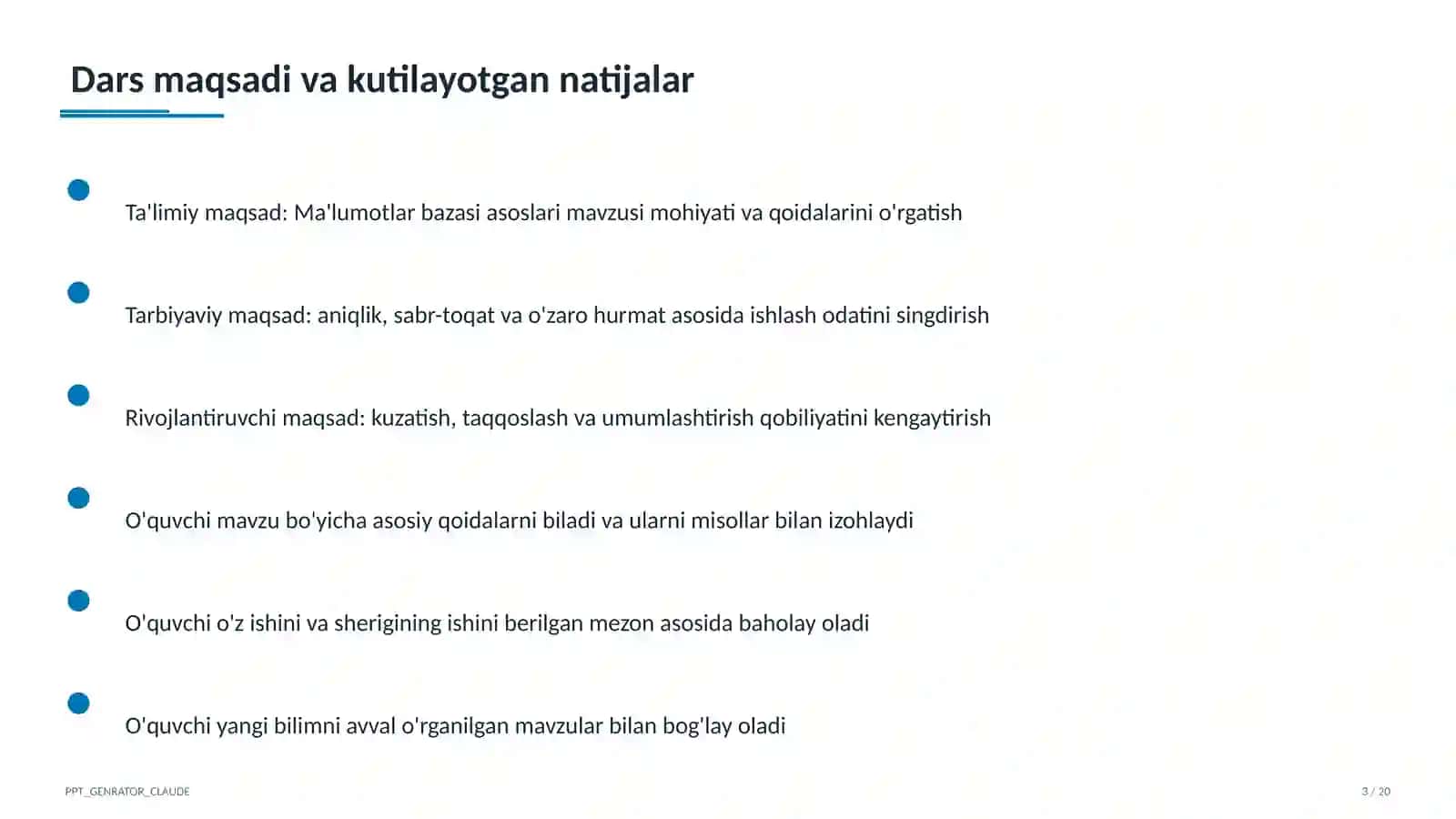 Ma'lumotlar bazasi asoslari (9-sinf) 3