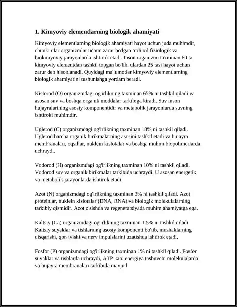 KIMYO FANINI BOSHQA (BIOLOGIYA, EKOLOGIYA, GEOGRAFIYA) FANLARI BILAN BOG'LIQLIGI 3