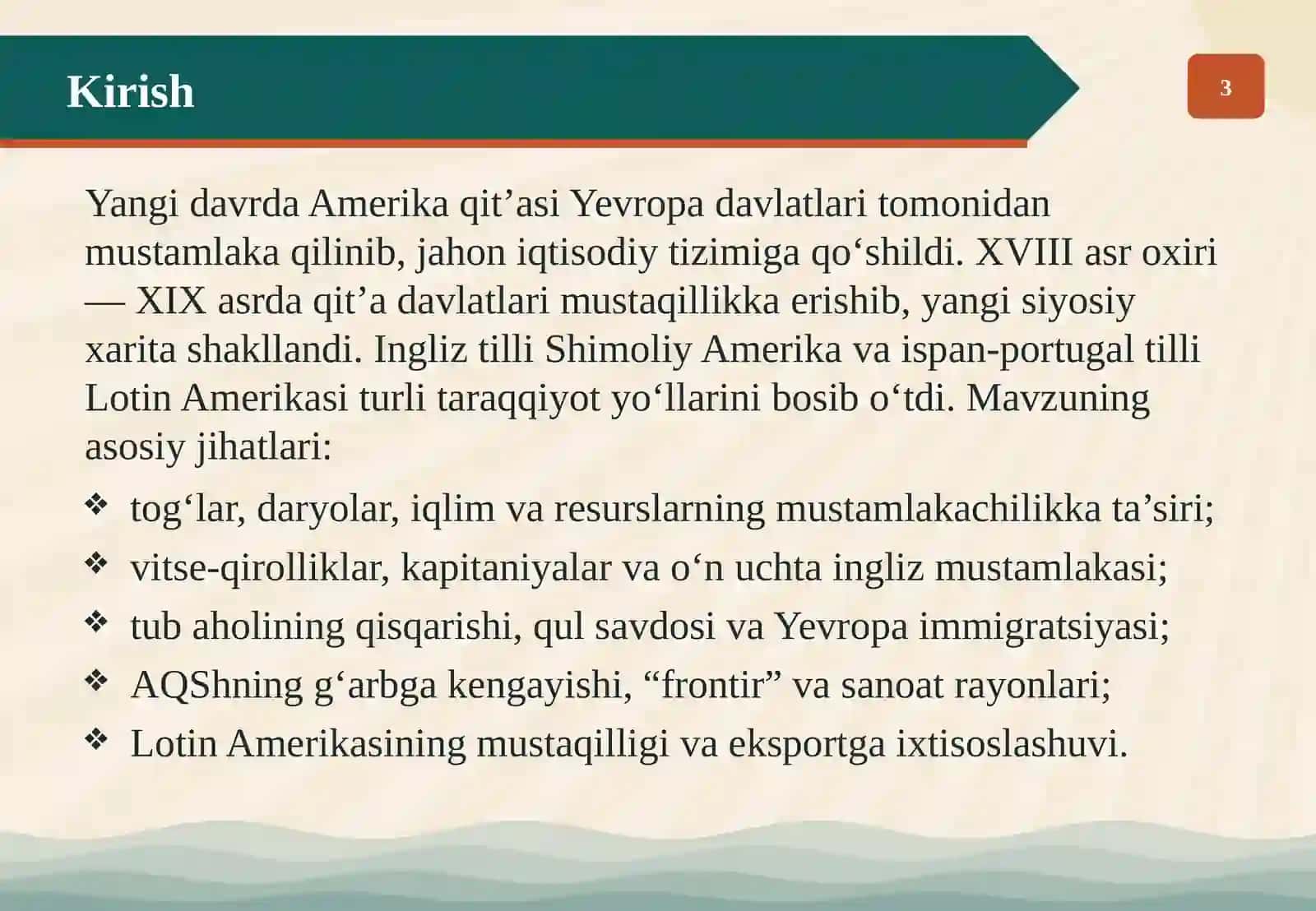 Yangi davrda Shimoliy va Lotin Amerikasi tarixiy geografiyasi 3