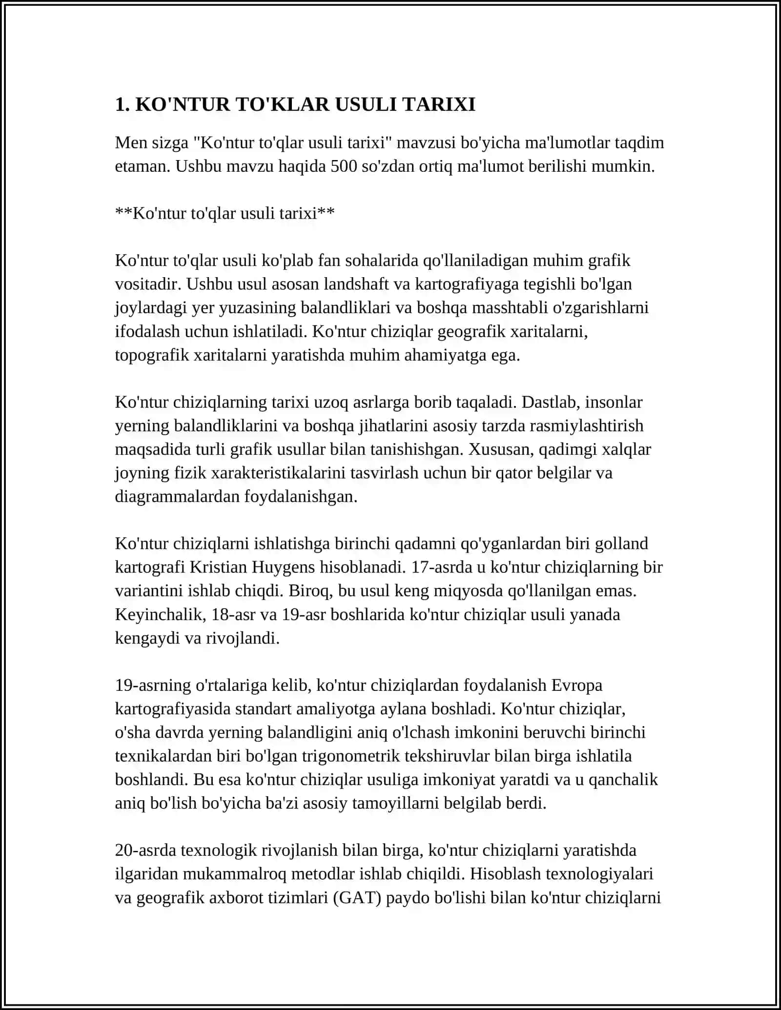 KO'NTUR TO'KLAR USULI TARIXI 3