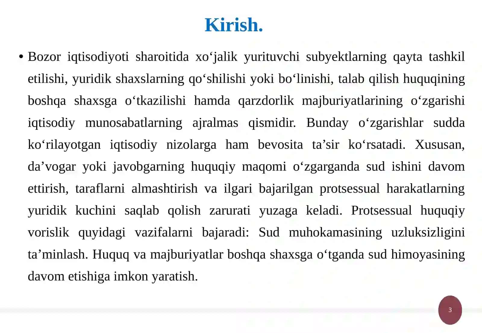 Protsessual huquqiy vorislik. 3