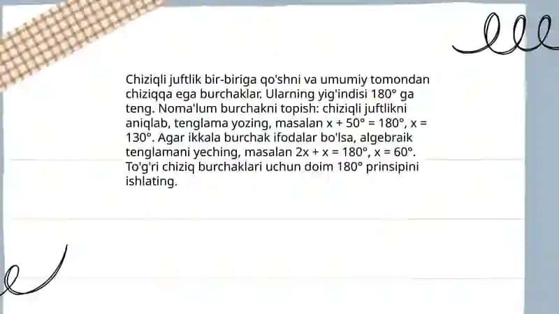 Noma'lum burchaklarni topish 3
