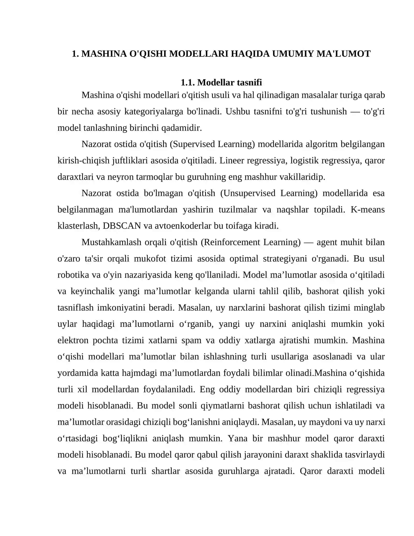 Mashina o'qishi modellari va algoritmlar 3