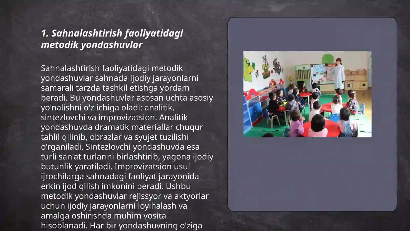Maktabgacha ta’lim tashkilotida sahnalashtirish faoliyatining asosiy maqsadi 3