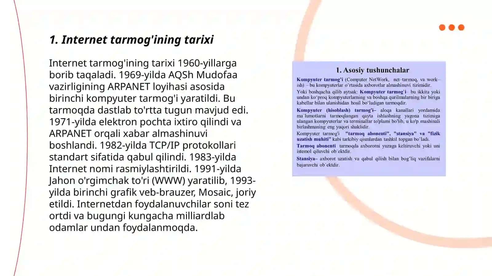 Internet tarmog'i va uning tashkil etilishi 3