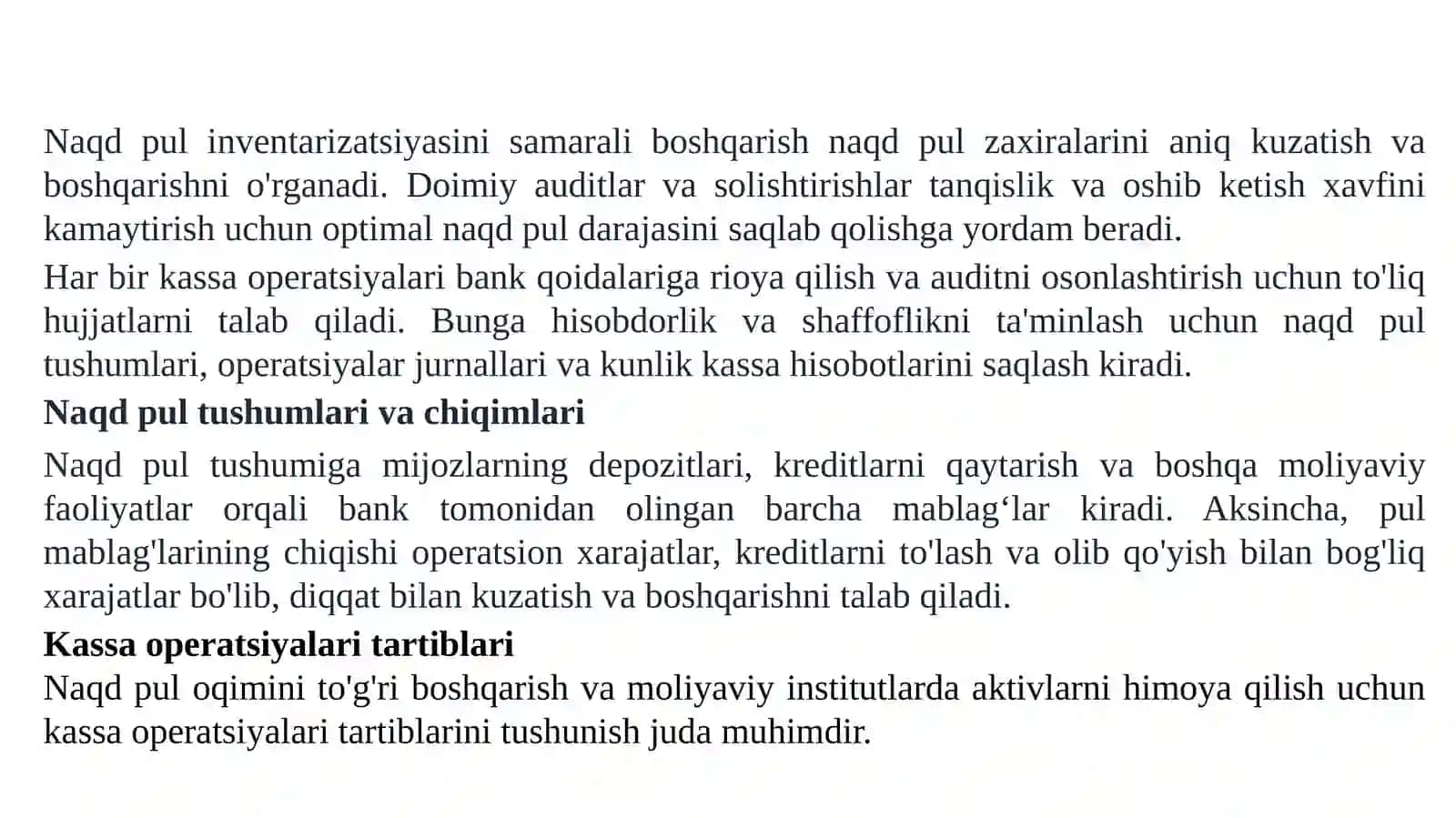 Naqd pul va kassa operatsiyalari auditi 3