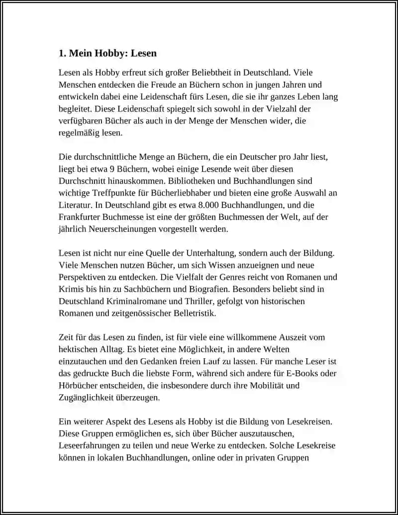 Mein Hobby: Lesen 3