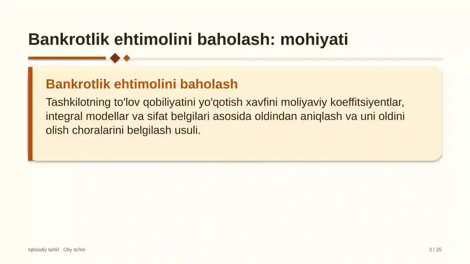 Uran sanoatida bankrotlik ehtimolini baholash 3