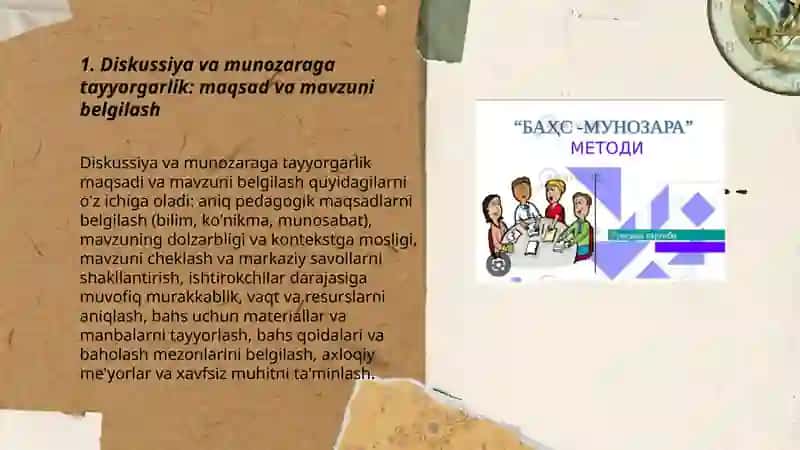 Diskussiya Baxs munozara.Trening jarayonini olib borish usullari 3
