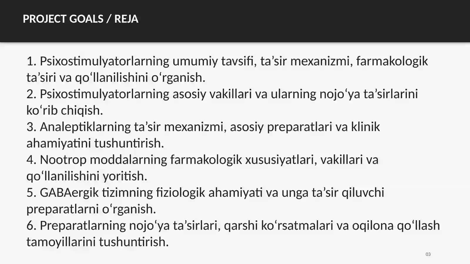 Psixostimulyatorlar, analeptiklarnootrop va GABAergik moddalar 3