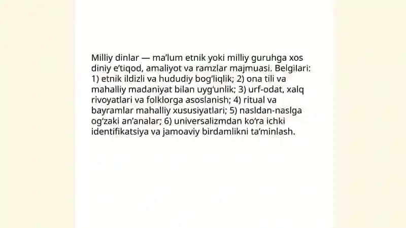 Milliy dinlar 3
