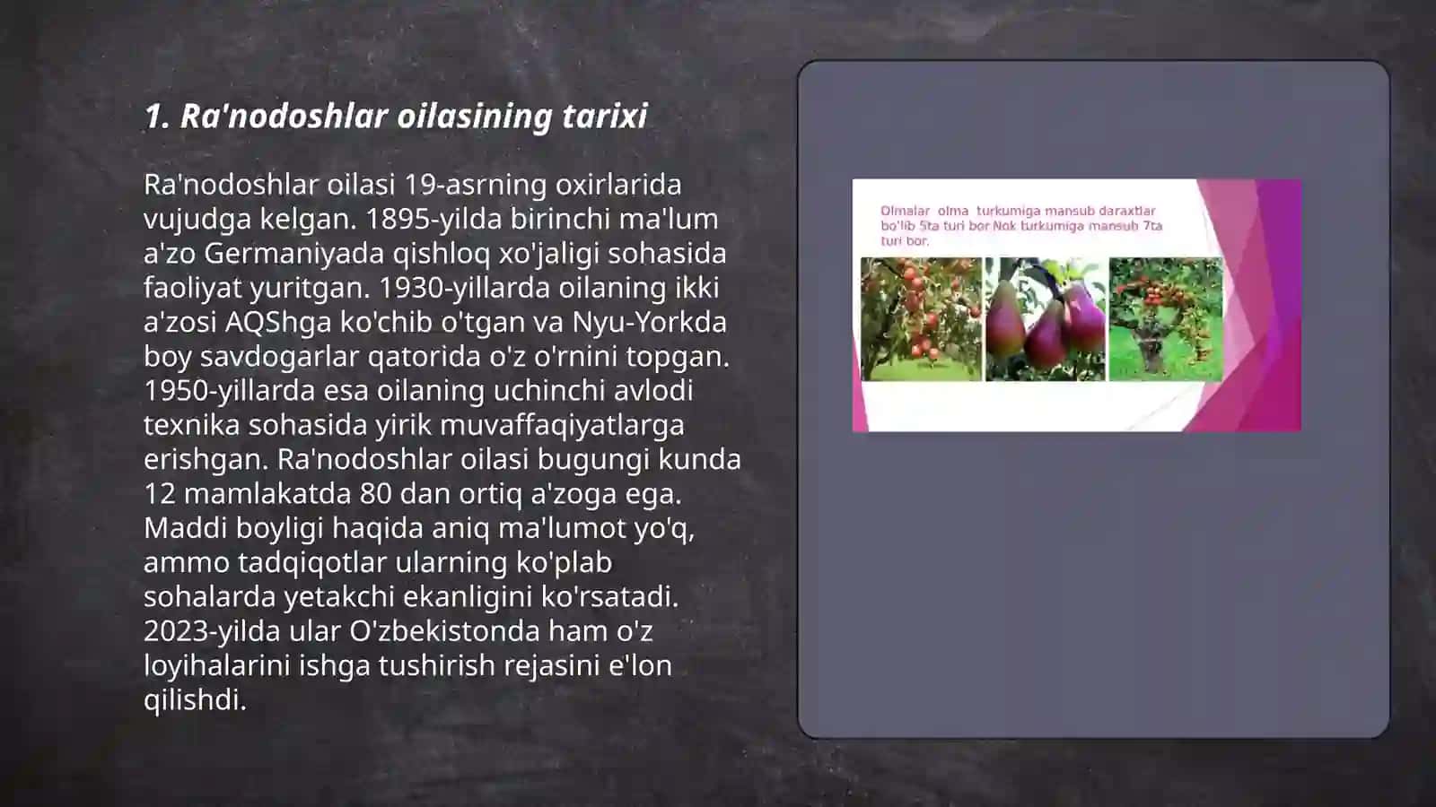 Ra'nodoshlar oilasi 3