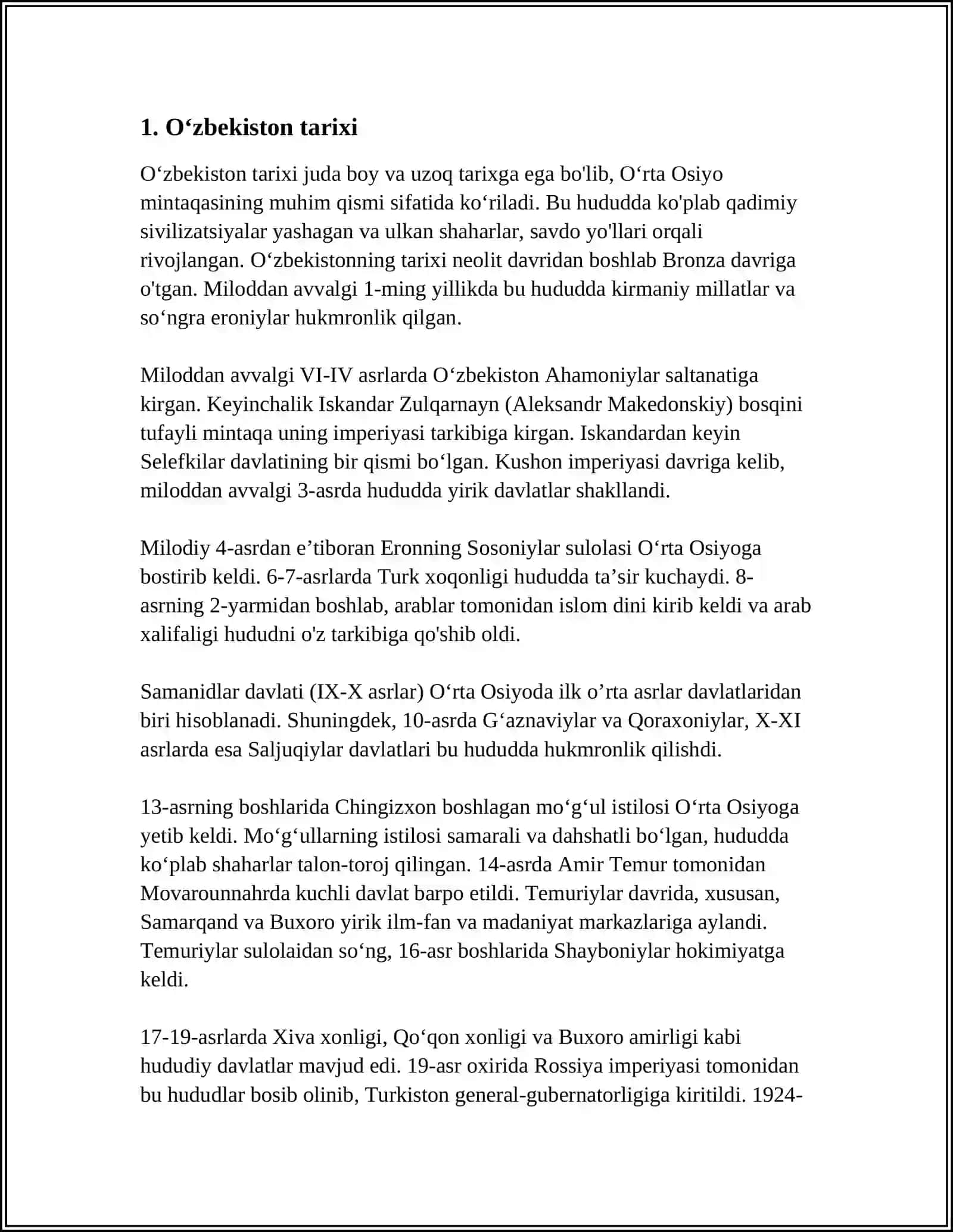 REFERAT Oʻzbekiston Tarixi 3