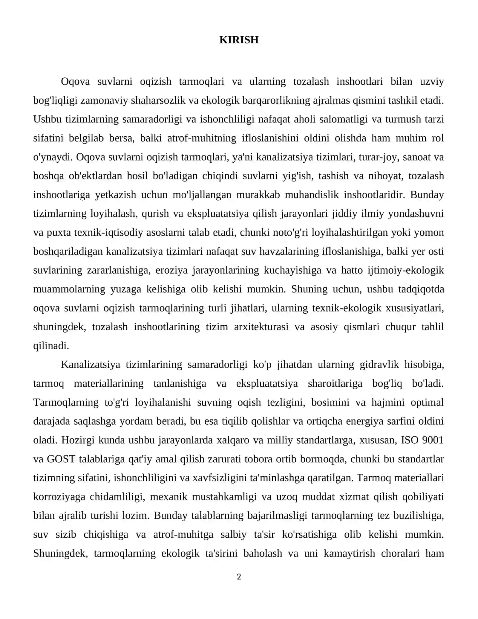 Oqova suvlarni oqizish tarmoqlaridan foydalanish Oqova suvlarni tozalash inshootlarini ishlatish 3