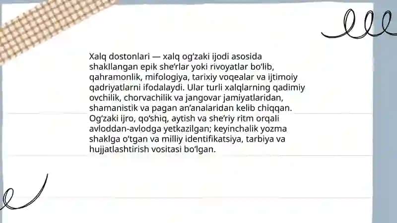 Xalq dostonlari va ularning turlari 3