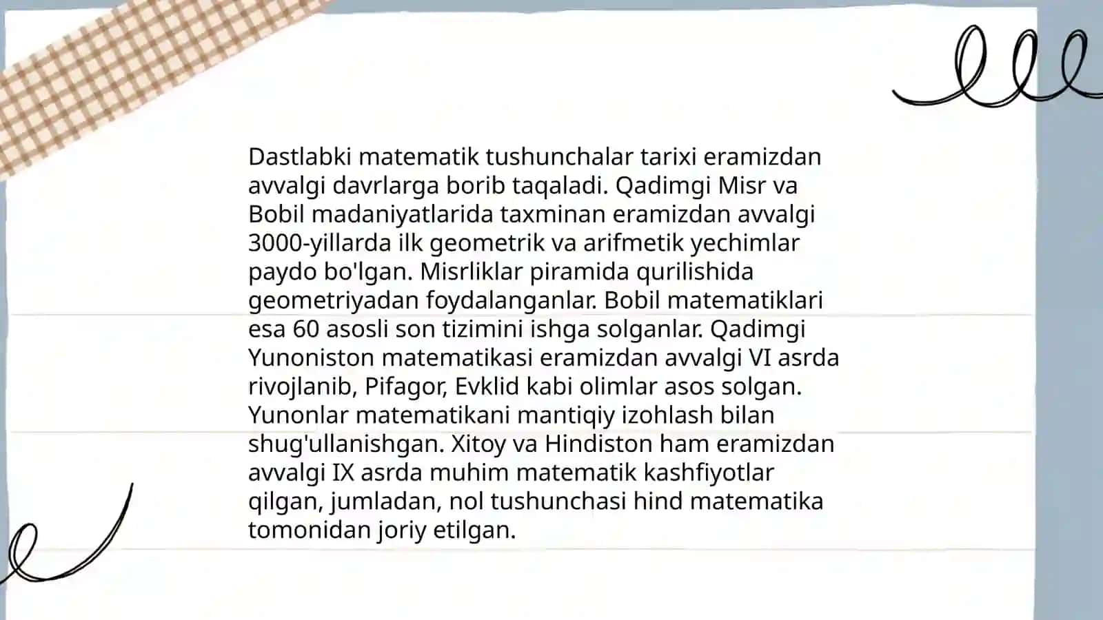 Dastlabki matematik tushunchalar tarixi 3