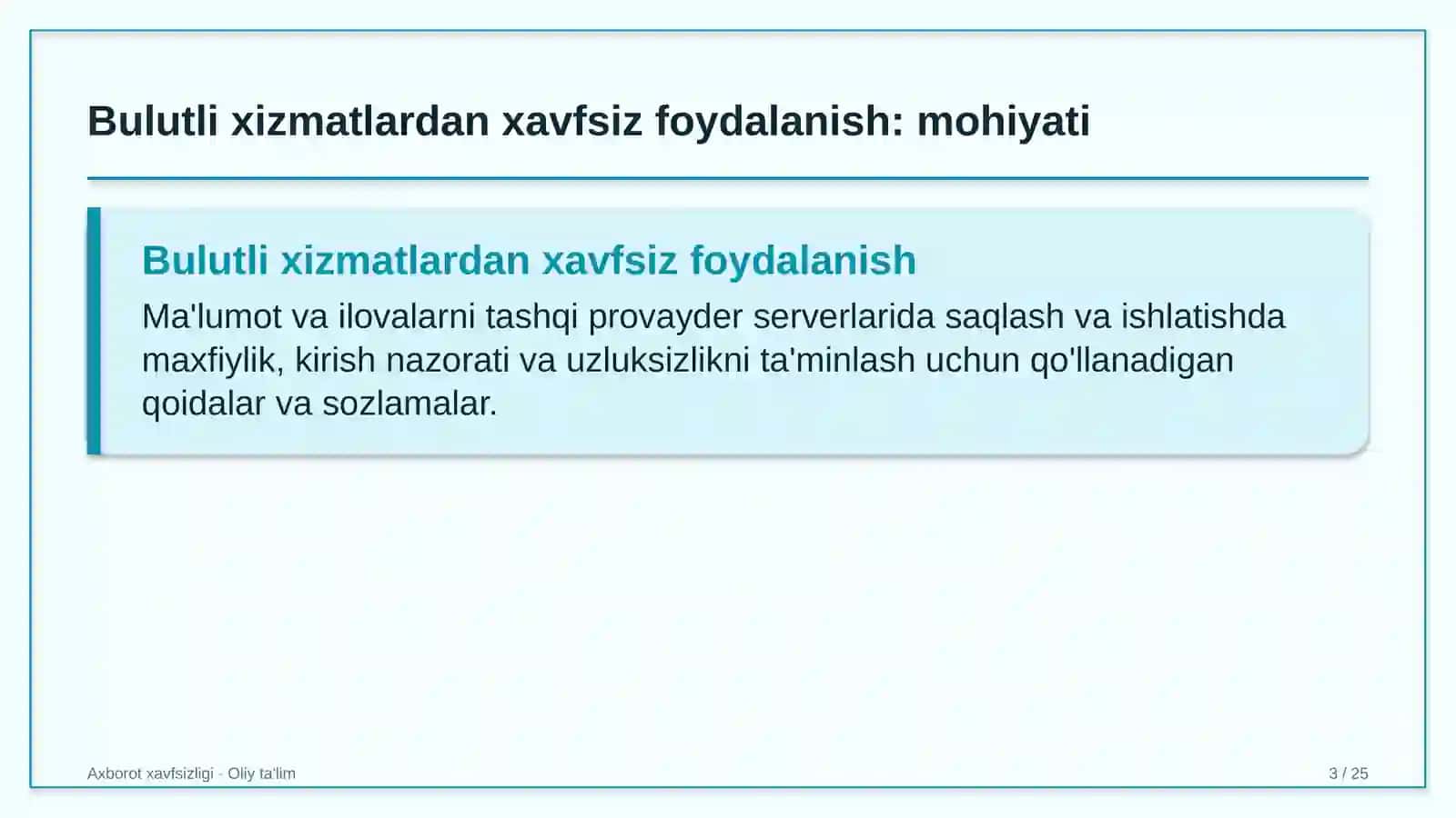Axborot xavfsizligi · Oliy ta'lim 3