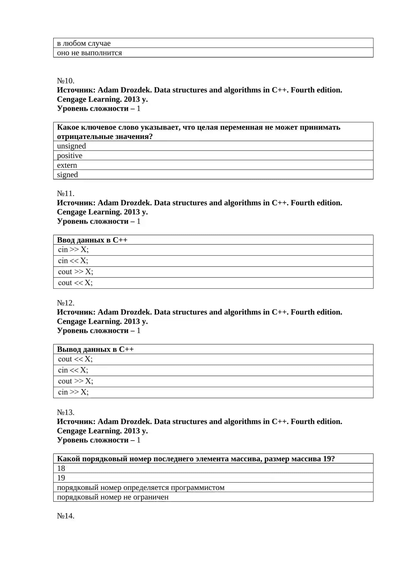 Adam Drozdek. Data structures and algorithms in C++. Fourth edition. Cengage Learning. 2013 y 3