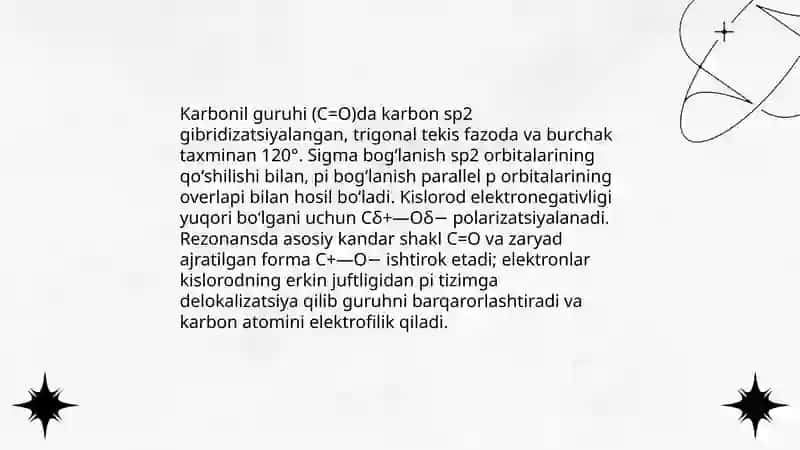 Karbonil birikmalar. Aldegidlar va ketonlar. Karbon kislotalar va ularning hosilalari 3