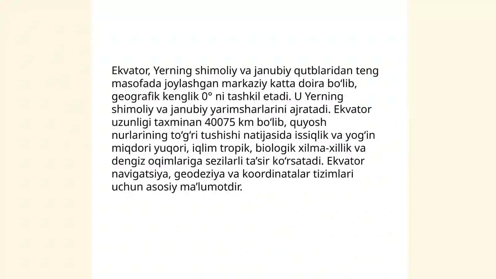 Ekvatorning xususiyatlari 3