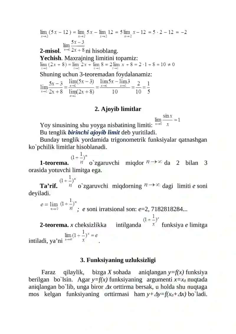 Funksiya limiti 3