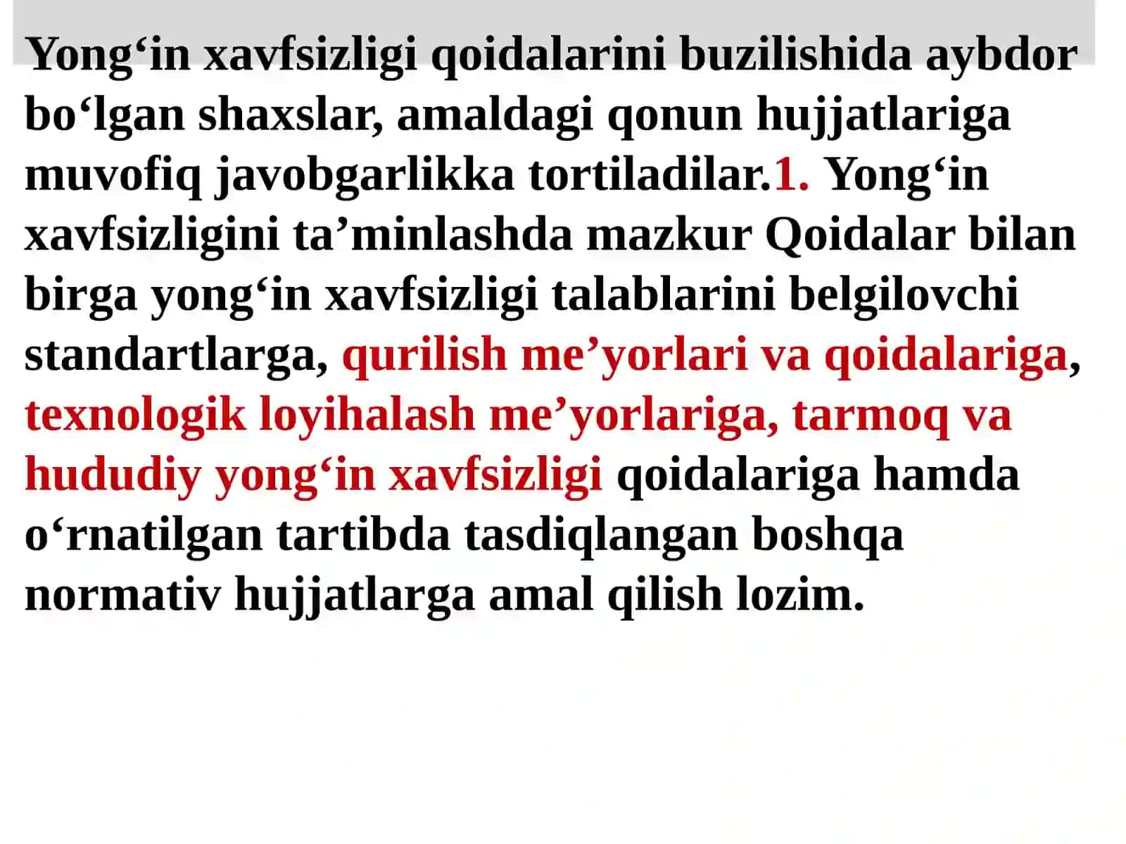 Bino, inshootlar yong‘in xavfsizligini ta'minlash 3