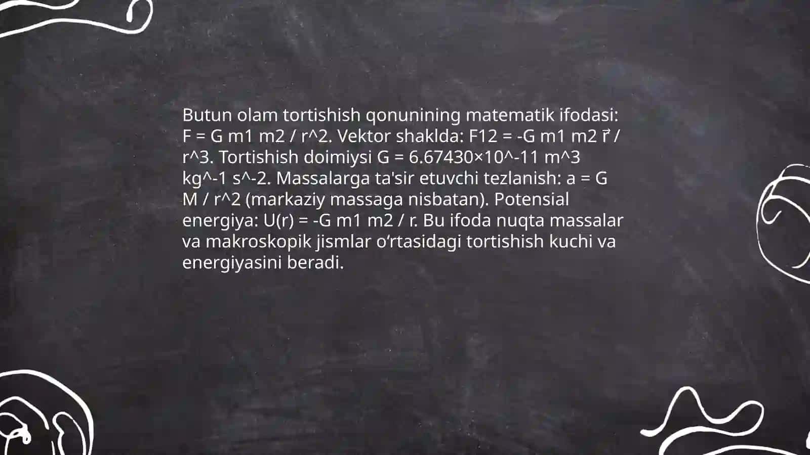 Butun olam tortishish qonuni 3