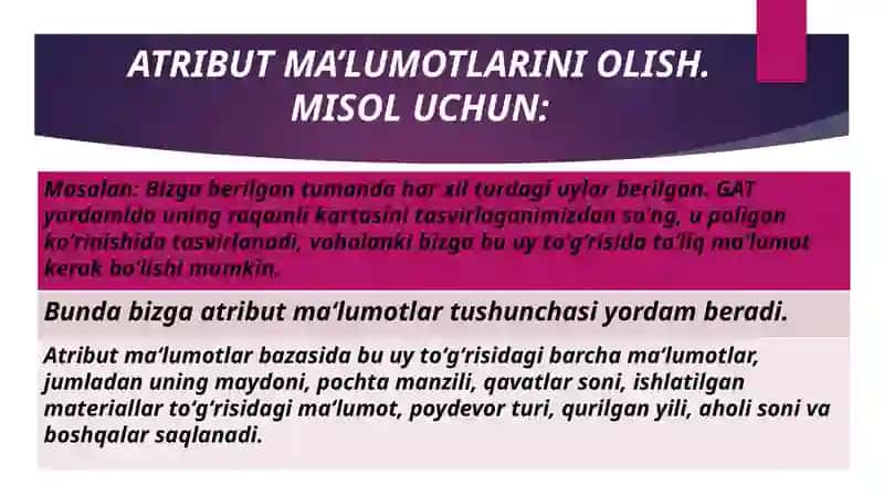 ATRIBUT MA’LUMOTLARINI OLISH 3