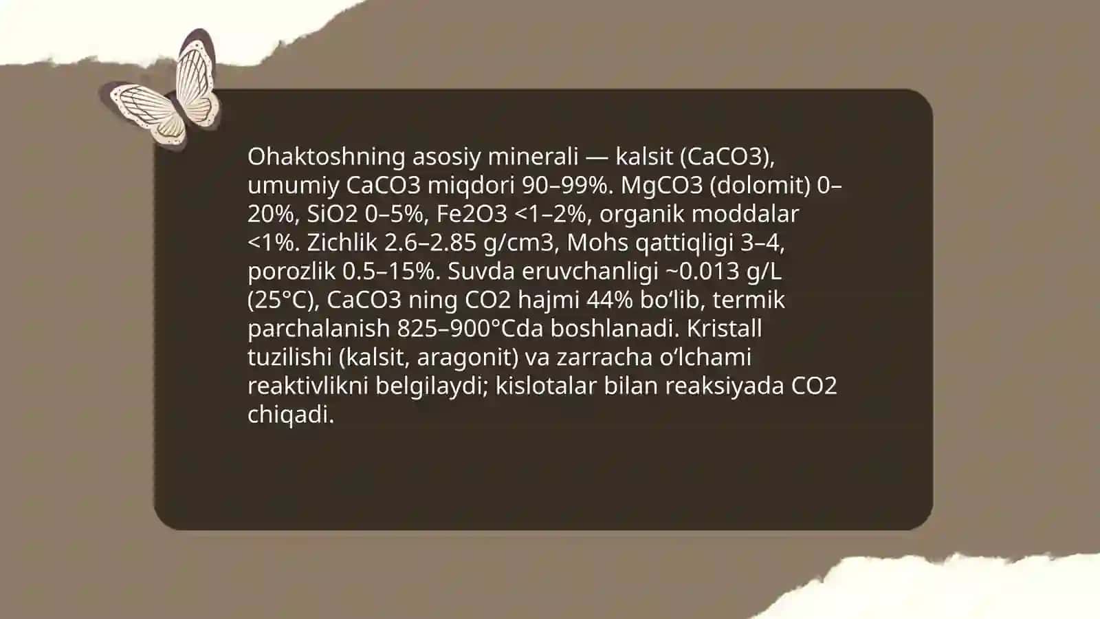 Ohaktoshdan ohak olishda kechadigan fizikaviy kimyoviy jarayonlar 3