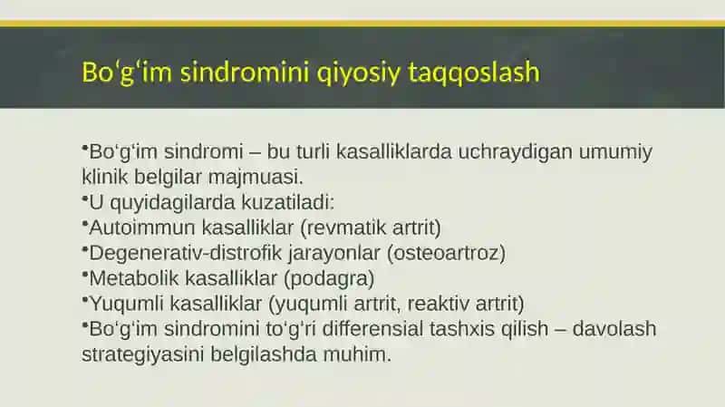 Bo‘g‘im sindromi 3
