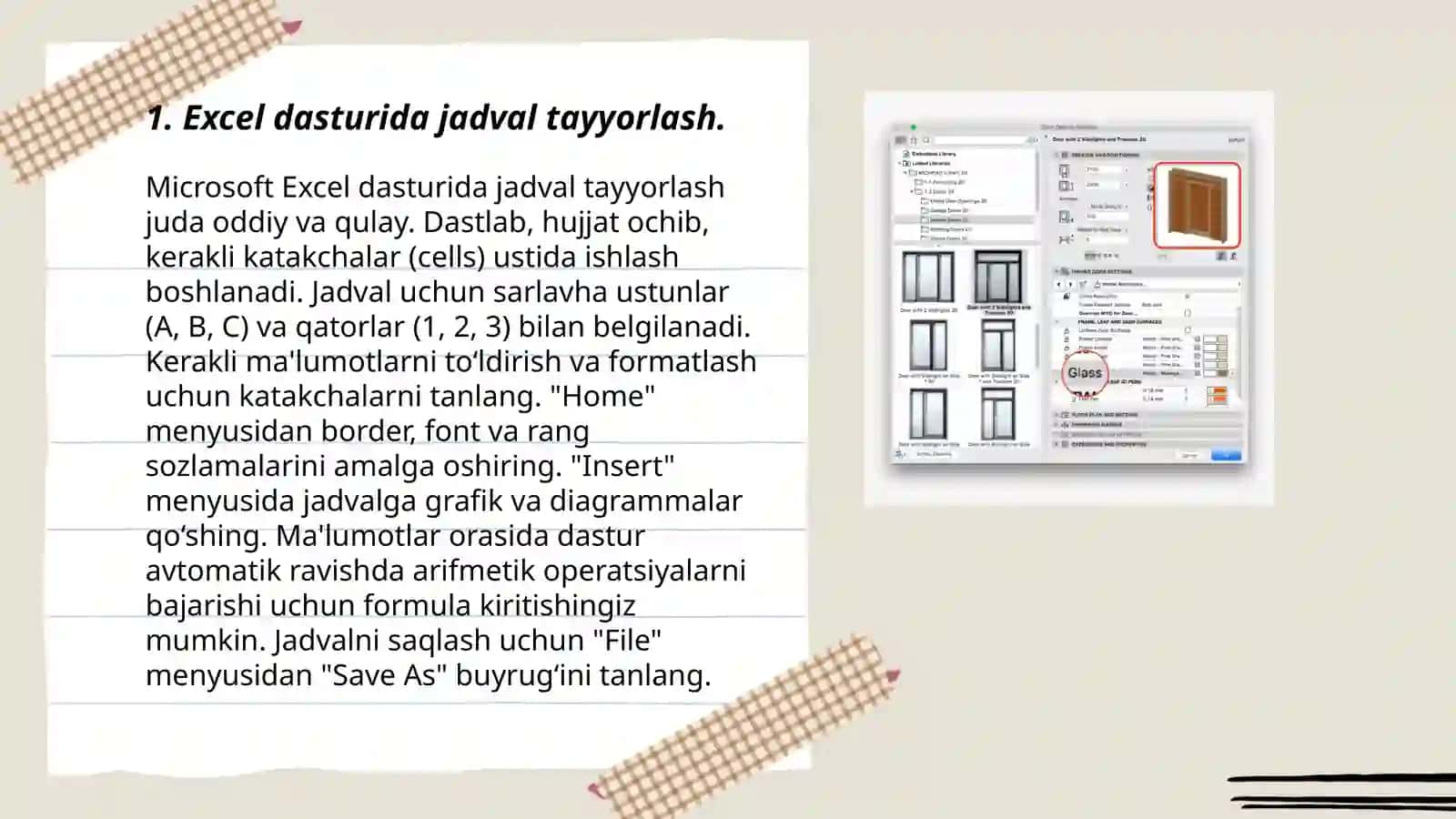 Excel dasturida modullar boʻyicha oʻzlashtirish 3
