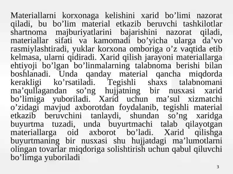 MATERIAL XARAJATLARINING HISOBI 3