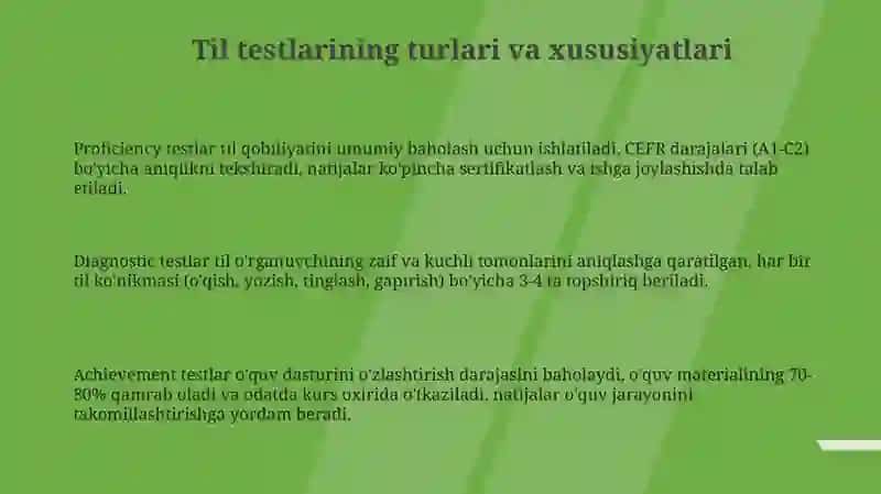 Til testlarining asoslari 3