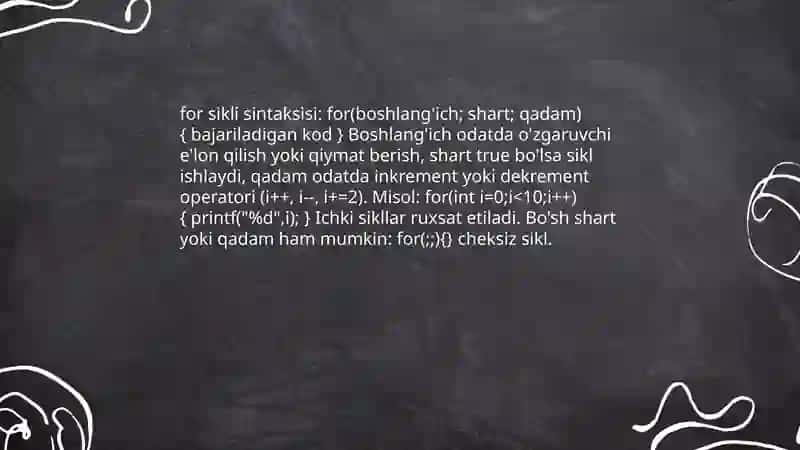 For (sikl) operatori 3