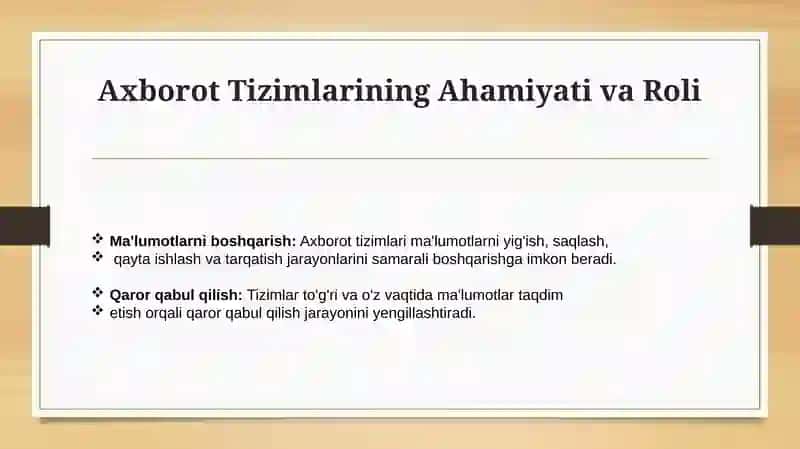 Axborot Tizimlari 3