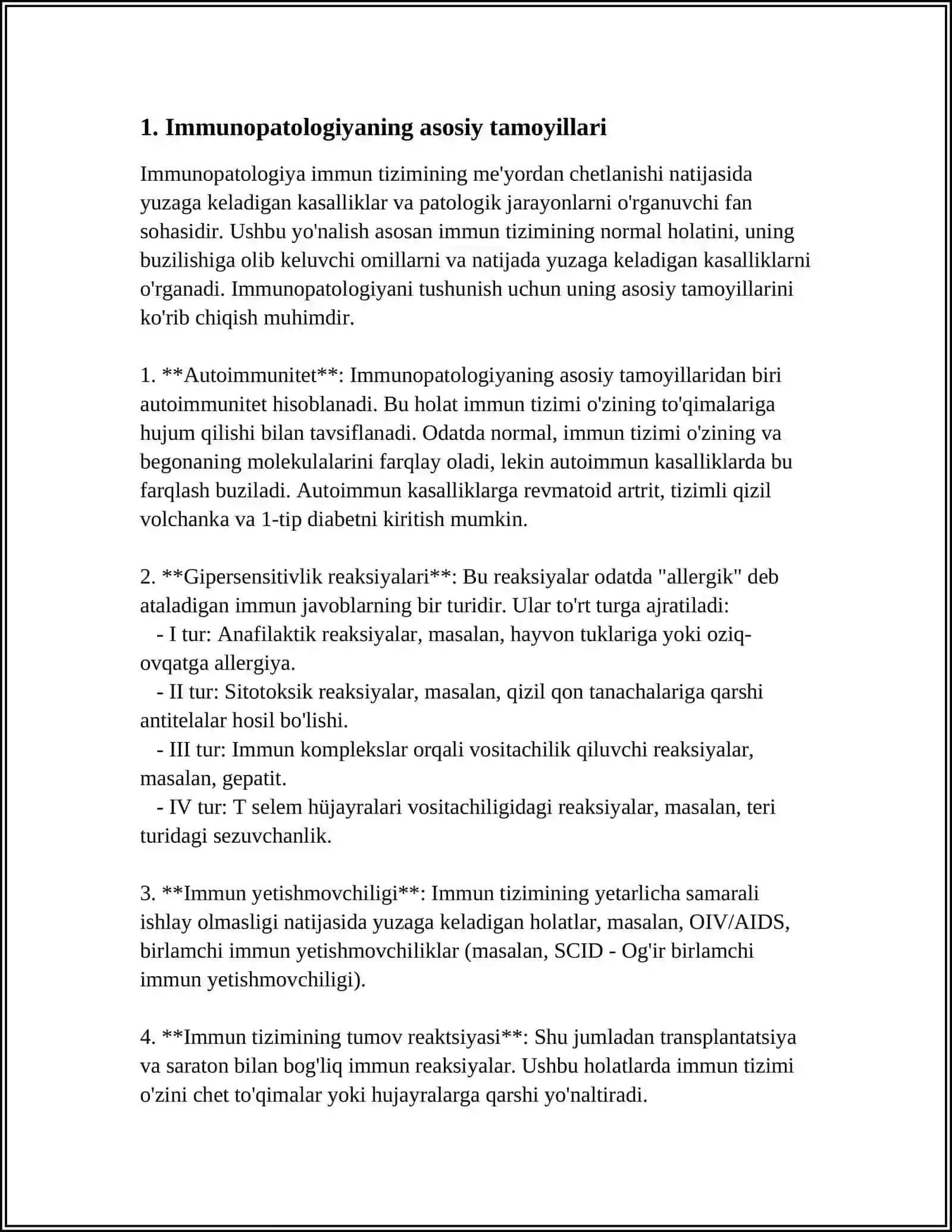 IMMUNAPATOLOGIYA,OʻSIM XUJAYRALARNI KELIB CHIQISHIDAGI AHAMIYATI 3
