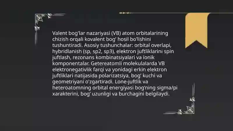 Valent bog'lar nazariyasi 3