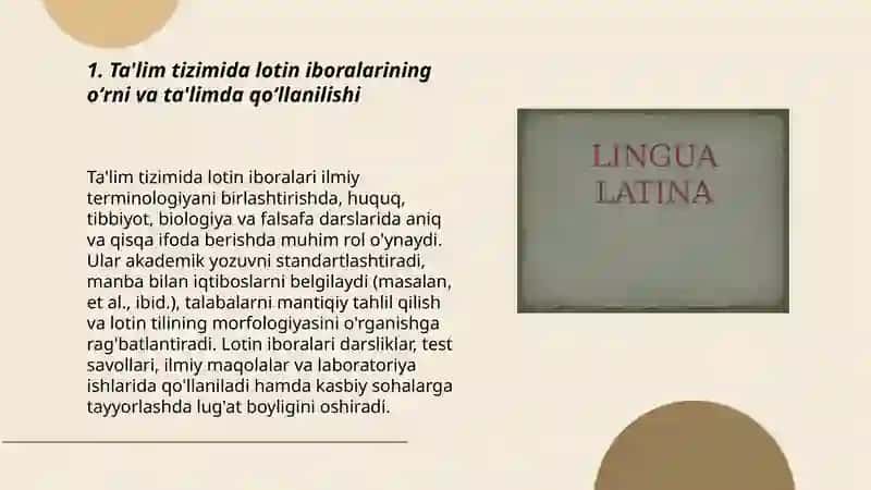 Lotin iboralarining hayotimizning barcha jabhalarida tutgan oʻrni 3