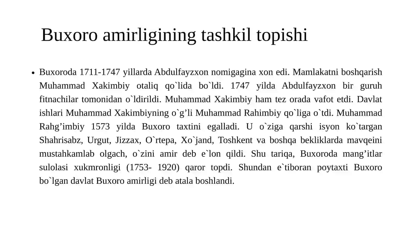 Buxoro amirligining tashkil topishi 3
