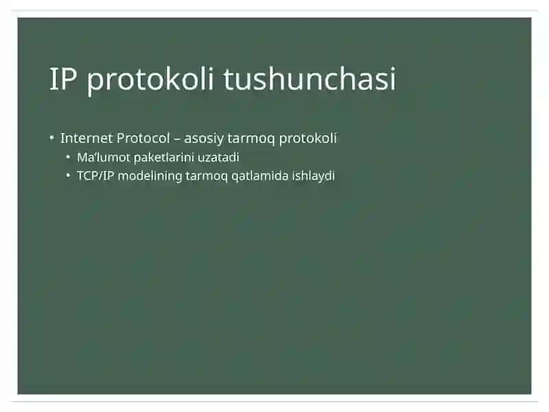 IP (Internet Protocol) va manzillash tushunchasi 3