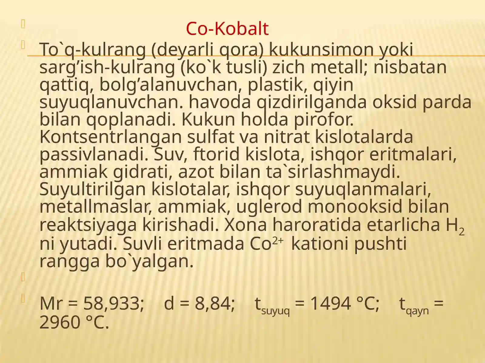 Kobalt-vanikel birikmalarining olinishi va xossalari 3