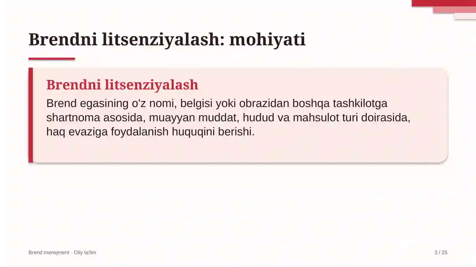 Brend menejment · Oliy ta'lim 3