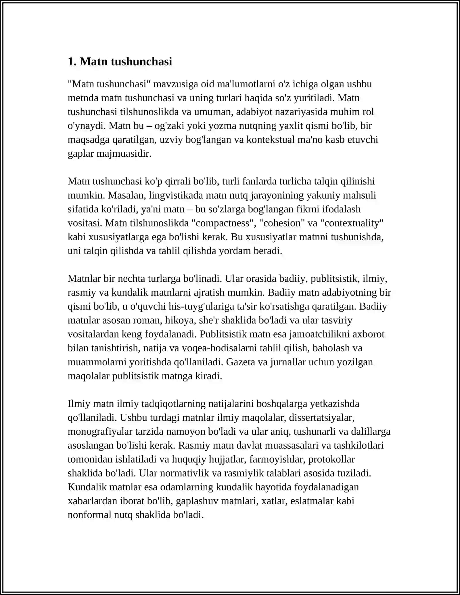 MATN VA ULARNING TURLARI 3