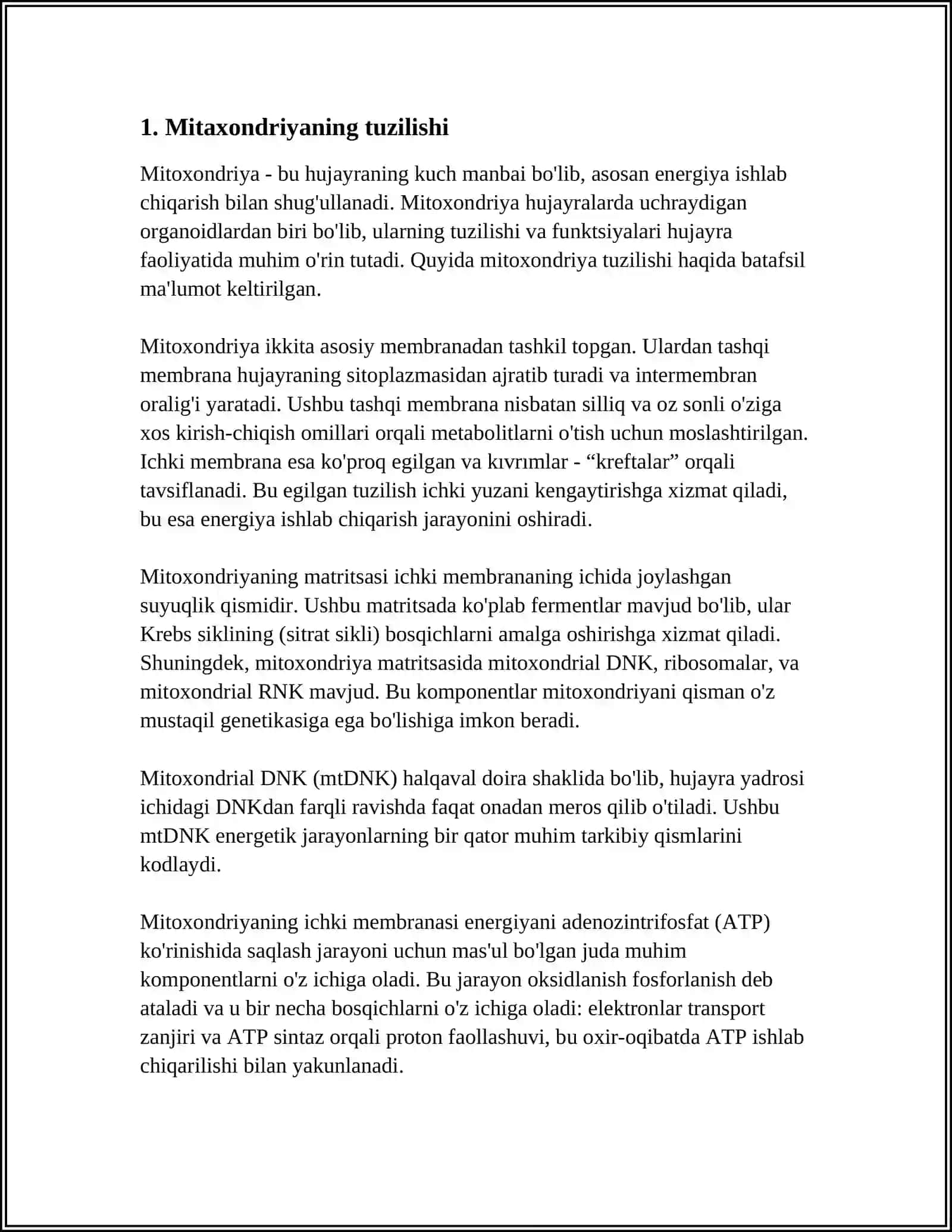 MITAXONDRIYA PLASTIDALARNI TUZILISHI VA FUNKSIYASI 3
