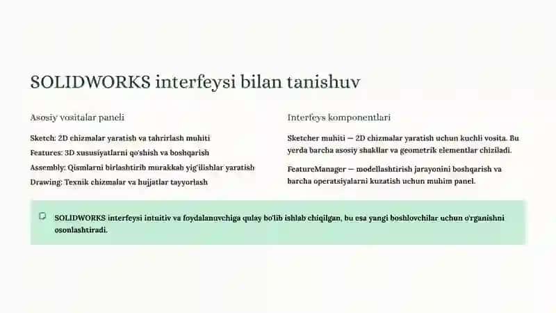 SOLIDWORKS tizimida modellashtirishю 3