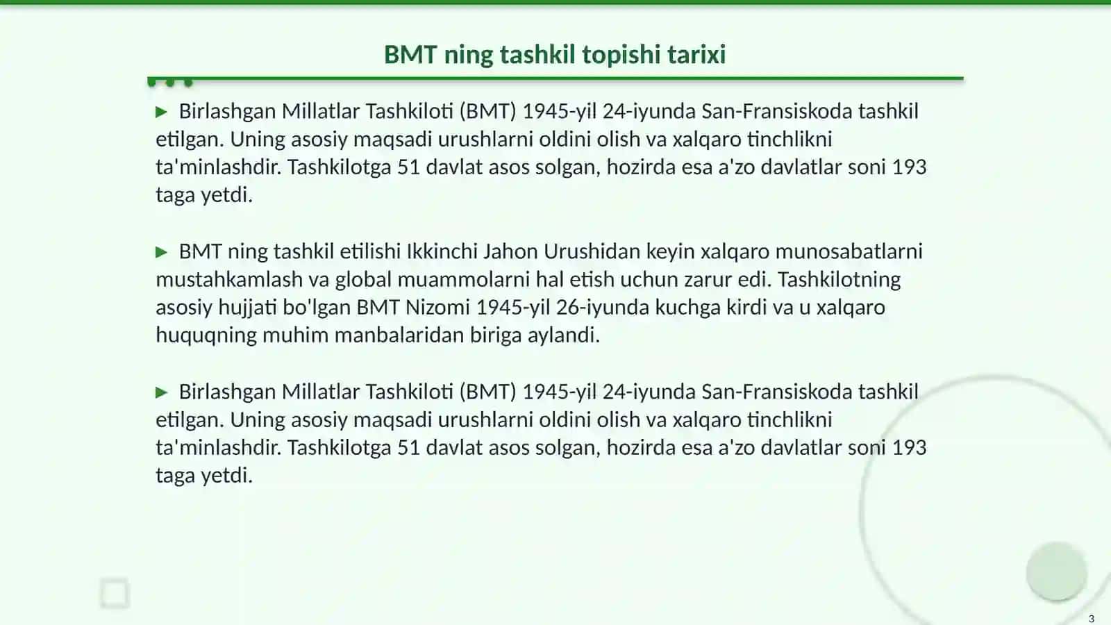 BMT va dunyo tashkilotlari 3