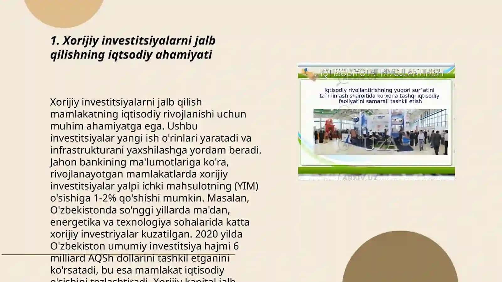 Xorijiy investitsiyalarni jalb qilishning iqtsodiy ahamiyati 3