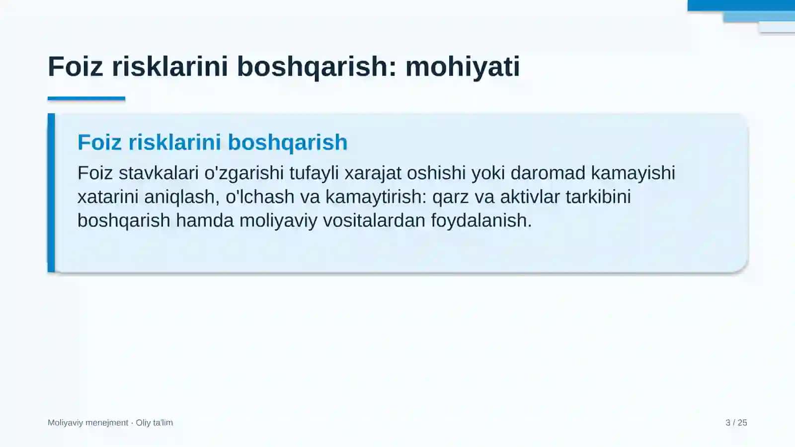 Energetika ta'mirlash korxonalarida foiz risklarini boshqarish 3