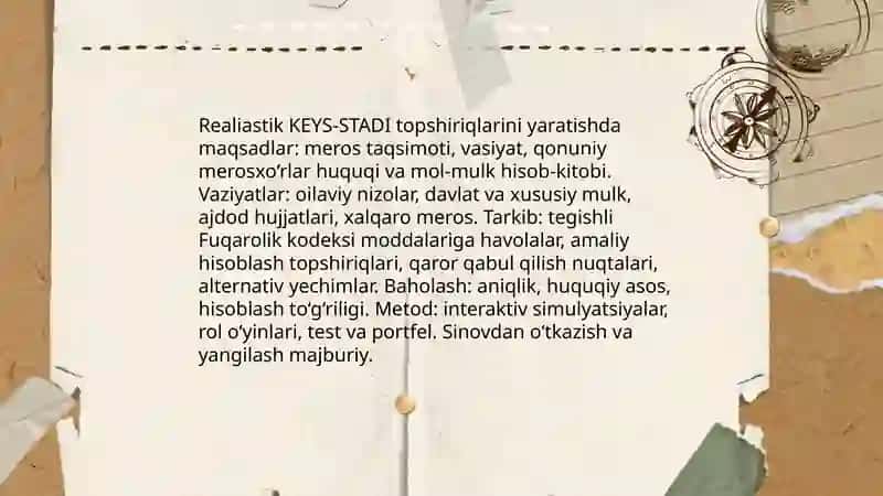 Irsiyat qonunlari asosida KEYS-STADI topshiriqlari yaratish 3